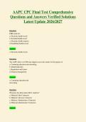 AAPC CPC Final Test Comprehensive&NewLine;Questions and Answers Verified Solutions&NewLine;Latest Update 2026&sol;2027