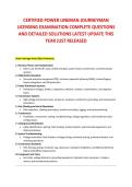 CERTIFIED POWER LINEMAN JOURNEYMAN &NewLine;LICENSING EXAMINATION COMPLETE QUESTIONS &NewLine;AND DETAILED SOLUTIONS LATEST UPDATE THIS &NewLine;YEAR JUST RELEASED