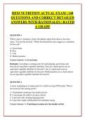 HESI NUTRITION ACTUAL EXAM &vert; 140 &NewLine;QUESTIONS AND CORRECT DETAILED &NewLine;ANSWERS WITH RATIONALES &vert; RATED &NewLine;A GRADE