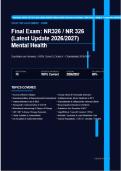 NR 326 Mental Health Final Exam Actual 2026&sol;2027 &ndash; 100&percnt; &NewLine;Verified &vert; Detailed Rationales &ndash; Pass Guaranteed &ndash; A&plus; Graded 