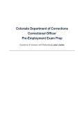 Colorado Department of Corrections Correctional Officer&NewLine;Pre-Employment Exam Prep&NewLine;Questions & Answers with Rationales&vert; Latest Update&NewLine;