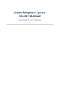 Ontario Refrigeration Operator Class B &lpar;TSSA&rpar; Exam&NewLine;Questions with Answers & Rationales&vert; Latest Update&NewLine;