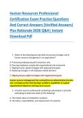 Human Resources Professional &NewLine;Certification Exam Practice Questions &NewLine;And Correct Answers &lpar;Verified Answers&rpar; &NewLine;Plus Rationale 2026 Q&A&vert; Instant &NewLine;Download Pdf 