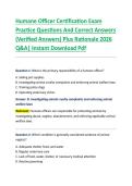 Humane Officer Certification Exam &NewLine;Practice Questions And Correct Answers &NewLine;&lpar;Verified Answers&rpar; Plus Rationale 2026 &NewLine;Q&A&vert; Instant Download Pdf  