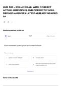 NUR 505 &ndash; EXAM 2 EXAM WITH CORRECT ACTUAL QUESTIONS AND CORRECTLY WELL DEFINED ANSWERS LATEST ALREADY GRADED A&plus;