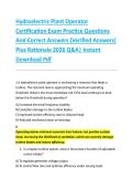 Hydroelectric Plant Operator &NewLine;Certification Exam Practice Questions &NewLine;And Correct Answers &lpar;Verified Answers&rpar; &NewLine;Plus Rationale 2026 Q&A&vert; Instant &NewLine;Download Pdf  