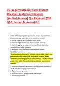 DC Property Manager Exam Practice &NewLine;Questions And Correct Answers &NewLine;&lpar;Verified Answers&rpar; Plus Rationale 2026 &NewLine;Q&A&vert; Instant Download Pdf 