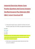 Industrial Electrician Master Exam &NewLine;Practice Questions And Correct Answers &NewLine;&lpar;Verified Answers&rpar; Plus Rationale 2026 &NewLine;Q&A&vert; Instant Download Pdf  