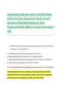 Industrial Engineer Intern Certification &NewLine;Exam Practice Questions And Correct &NewLine;Answers &lpar;Verified Answers&rpar; Plus &NewLine;Rationale 2026 Q&A&vert; Instant Download &NewLine;Pdf