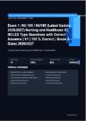 NU 180 Nursing and Healthcare II Exam 1 Actual 2026&sol;2027 &ndash; &NewLine;Complete Exam-Style Questions &vert; 100&percnt; Verified &ndash; Pass &NewLine;Guaranteed &ndash; A&plus; Graded 