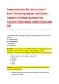 Instrumentation Technician Level I Exam &NewLine;Practice Questions And Correct Answers &NewLine;&lpar;Verified Answers&rpar; Plus Rationale 2026 &NewLine;Q&A&vert; Instant Download Pdf  