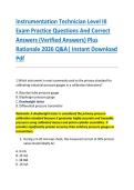 Instrumentation Technician Level III &NewLine;Exam Practice Questions And Correct &NewLine;Answers &lpar;Verified Answers&rpar; Plus &NewLine;Rationale 2026 Q&A&vert; Instant Download &NewLine;Pdf