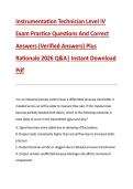 Bundle for Instrumentation Technician Level I &comma; II &comma; III and IV  Exam Practice Questions And Correct  Answers &lpar;Verified Answers&rpar; Plus  Rationale 2026 Q&A&vert; Instant Download  Pdf  