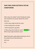 HVAC FINAL EXAM ELECTRICAL FOR AIR CONDITIONING