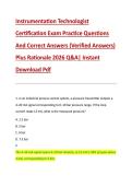 Instrumentation Technologist &NewLine;Certification Exam Practice Questions &NewLine;And Correct Answers &lpar;Verified Answers&rpar; &NewLine;Plus Rationale 2026 Q&A&vert; Instant &NewLine;Download Pdf 