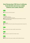 Basic Pharmacology FOR Nurses Certification&NewLine;Exam Questions and Answers Verified&NewLine;Solutions Latest Update 2026&sol;2027