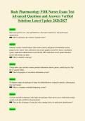 Basic Pharmacology FOR Nurses Exam Test&NewLine;Advanced Questions and Answers Verified&NewLine;Solutions Latest Update 2026&sol;2027