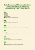 Basic Pharmacology FOR Nurses Final Exam&NewLine;Comprehensive Questions and Answers&NewLine;Verified Solutions Latest Update 2026&sol;2027
