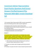 Investment Adviser Representative &NewLine;Exam Practice Questions And Correct &NewLine;Answers &lpar;Verified Answers&rpar; Plus &NewLine;Rationale 2026 Q&A&vert; Instant Download &NewLine;Pdf 