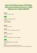 Basic Clinical Pharmacology 15TH Edition&NewLine;Final Exam Questions and Answers Verified&NewLine;Solutions Latest Update 2026&sol;2027