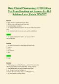 Basic Clinical Pharmacology 15TH Edition&NewLine;Test Exam Questions and Answers Verified&NewLine;Solutions Latest Update 2026&sol;2027