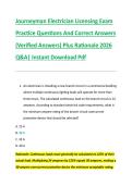 Journeyman Electrician Licensing Exam &NewLine;Practice Questions And Correct Answers &NewLine;&lpar;Verified Answers&rpar; Plus Rationale 2026 &NewLine;Q&A&vert; Instant Download Pdf 