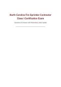 North Carolina Fire Sprinkler Contractor Class I Certification Exam&NewLine;Questions & Answers with Rationales&vert; Latest Update&NewLine;