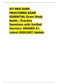 ATI MED SURG &NewLine;PROCTORED EXAM &NewLine;ESSENTIAL Exam Study &NewLine;Guide &ndash; Practice &NewLine;Questions with Verified &NewLine;Answers&period; GRADED A&plus;&period; &NewLine;Latest 2026&sol;2027 Update