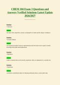 CHEM 104 Exam 3 Questions and&NewLine;Answers Verified Solutions Latest Update&NewLine;2026&sol;2027