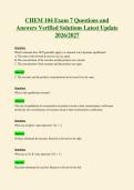 CHEM 104 Exam 7 Questions and&NewLine;Answers Verified Solutions Latest Update&NewLine;2026&sol;2027