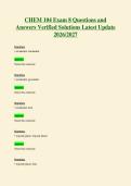 CHEM 104 Exam 8 Questions and&NewLine;Answers Verified Solutions Latest Update&NewLine;2026&sol;2027
