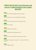 CHEM 104 EXAM11 Exam Questions and&NewLine;Answers Verified Solutions Latest Update&NewLine;2026&sol;2027