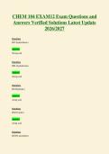 CHEM 104 EXAM12 Exam Questions and&NewLine;Answers Verified Solutions Latest Update&NewLine;2026&sol;2027