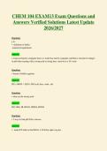 CHEM 104 EXAM13 Exam Questions and&NewLine;Answers Verified Solutions Latest Update&NewLine;2026&sol;2027