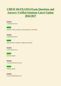 CHEM 104 EXAM14 Exam Questions and&NewLine;Answers Verified Solutions Latest Update&NewLine;2026&sol;2027