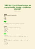 CHEM 104 EXAM15 Exam Questions and&NewLine;Answers Verified Solutions Latest Update&NewLine;2026&sol;2027