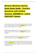 Elevator Mechanic Review &NewLine;Exam Study Guide &ndash; Practice &NewLine;Questions with Verified &NewLine;Answers&period; GRADED A&plus;&period; Latest &NewLine;2026&sol;2027 Update 