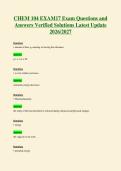 CHEM 104 EXAM17 Exam Questions and&NewLine;Answers Verified Solutions Latest Update&NewLine;2026&sol;2027