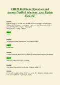 CHEM 104 Exam 2 Questions and&NewLine;Answers Verified Solutions Latest Update&NewLine;2026&sol;2027