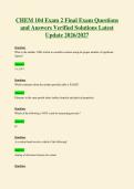 CHEM 104 Exam 2 Final Exam Questions&NewLine;and Answers Verified Solutions Latest&NewLine;Update 2026&sol;2027