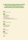 Certified Medical Surgical Registered NURSE&NewLine;Practice Exam Questions and Answers&NewLine;Verified Solutions Latest Update 2026&sol;2027