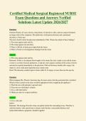 Certified Medical Surgical Registered NURSE&NewLine;Exam Questions and Answers Verified&NewLine;Solutions Latest Update 2026&sol;2027