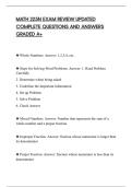 MATH 225N EXAM REVIEW UPDATED&NewLine;COMPLETE QUESTIONS AND ANSWERS&NewLine;GRADED A&plus;
