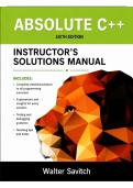 Absolute C&plus;&plus; 6th Edition &lpar;Savitch&comma; 2015&rpar; &vert; Instructor&rsquo;s Solutions Manual &vert; All Chapters 1&ndash;20 Covered