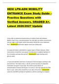 HESI LPN-ADN MOBILITY &NewLine;ENTRANCE Exam Study Guide &ndash; &NewLine;Practice Questions with &NewLine;Verified Answers&period; GRADED A&plus;&period; &NewLine;Latest 2026&sol;2027 Update 