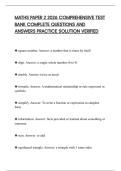 MATHS PAPER 2 2026 COMPREHENSIVE TEST&NewLine;BANK COMPLETE QUESTIONS AND&NewLine;ANSWERS PRACTICE SOLUTION VERIFIED