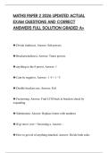 MATHS PAPER 2 2026 UPDATED ACTUAL&NewLine;EXAM QUESTIONS AND CORRECT&NewLine;ANSWERS FULL SOLUTION GRADED A&plus;