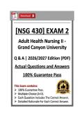 NSG 430 Exam 2 &vert; Adult Health Nursing II &vert; Grand Canyon University &vert; Q & A &vert; 2026&sol;2027 Edition &lpar;PDF&rpar;