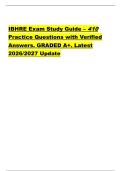 IBHRE Exam Study Guide &ndash; 410 &NewLine;Practice Questions with Verified &NewLine;Answers&period; GRADED A&plus;&period; Latest &NewLine;2026&sol;2027 Update &NewLine;&NewLine;