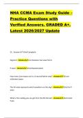 NHA CCMA Exam Study Guide &ndash; &NewLine;Practice Questions with &NewLine;Verified Answers&period; GRADED A&plus;&period; &NewLine;Latest 2026&sol;2027 Update 
